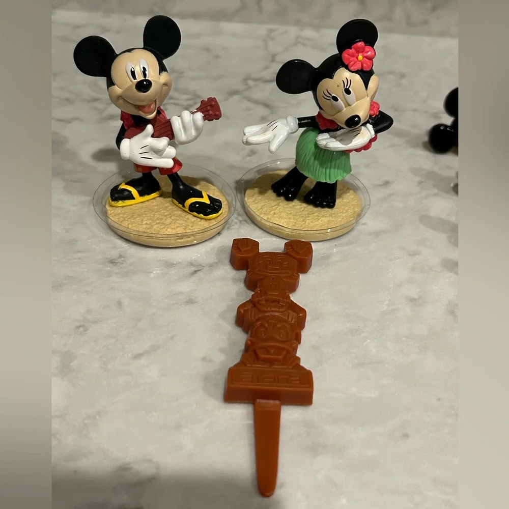 Mickey and Minnie Mouse Luau Cake Topper and 24 Cupcake Ring Toppers